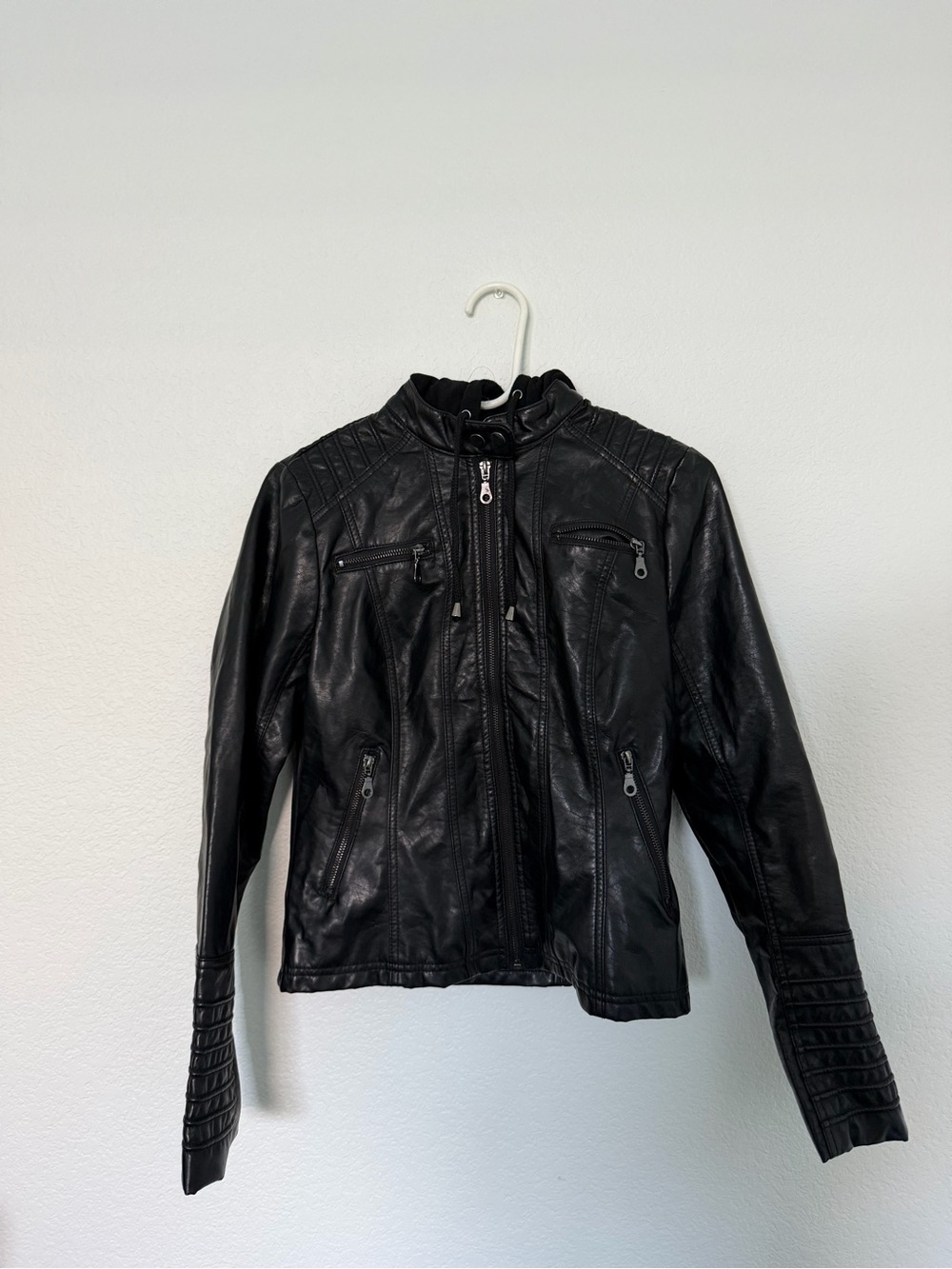 faux leather hooded jacket - Picture 3 of 4